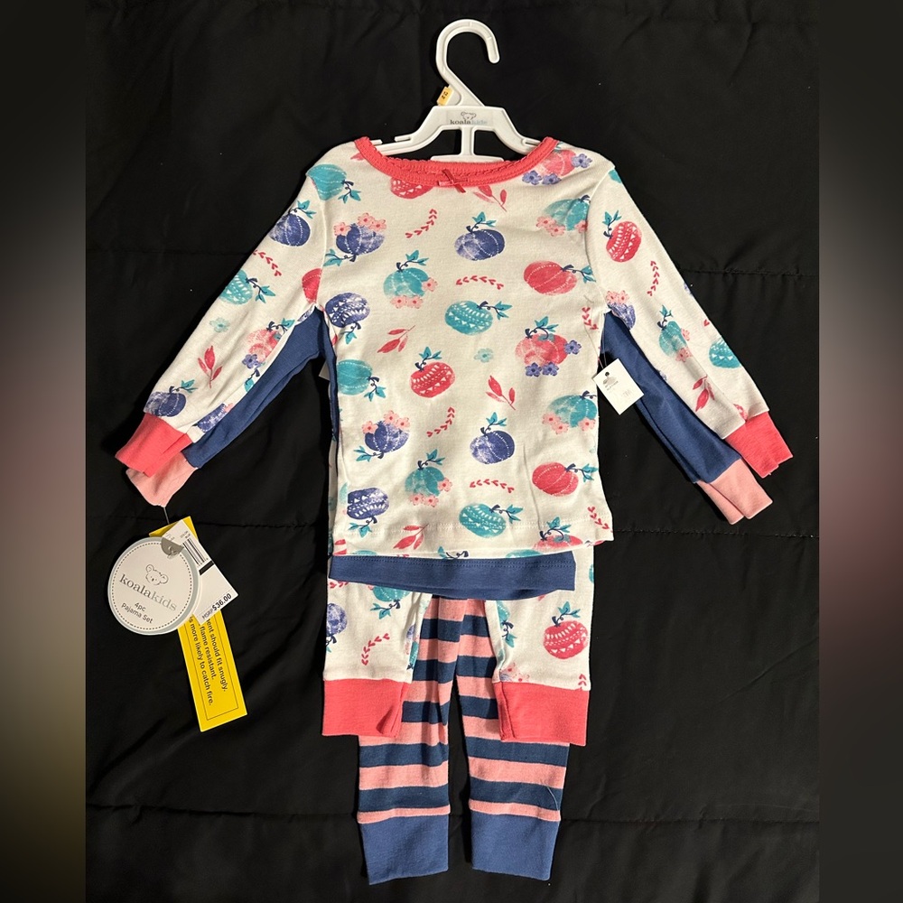 Koala Kids Pajama Set White and Pink with Nautical Theme